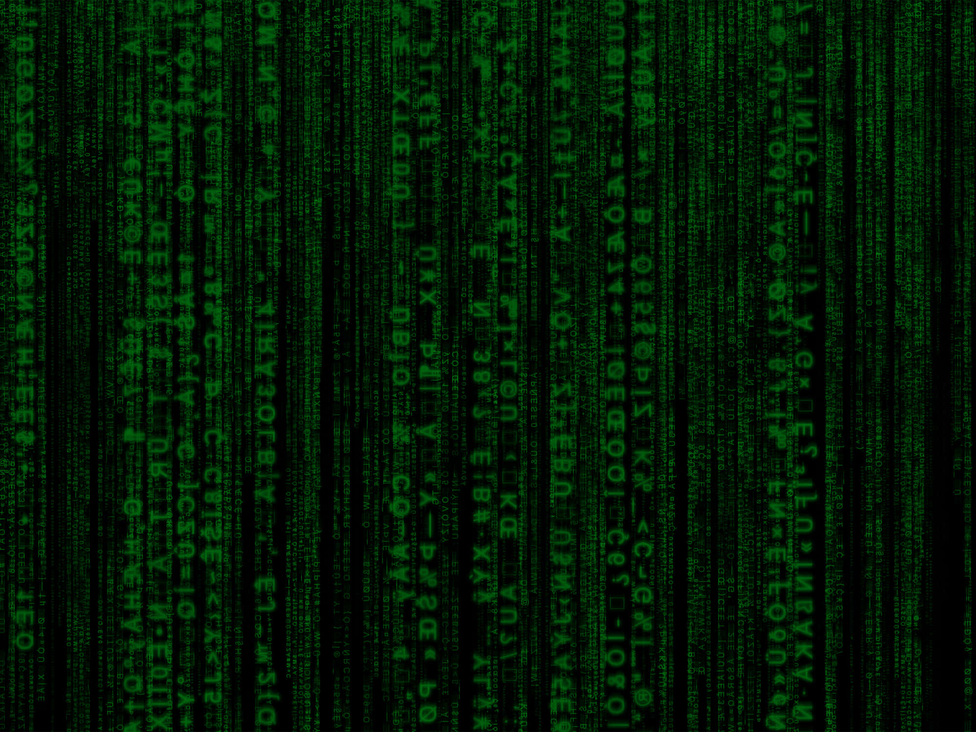 Matrix Code 桌布 壁紙 — 綠色數位代碼流垂直傾瀉在黑色背景上，令人聯想到《駭客任務》。