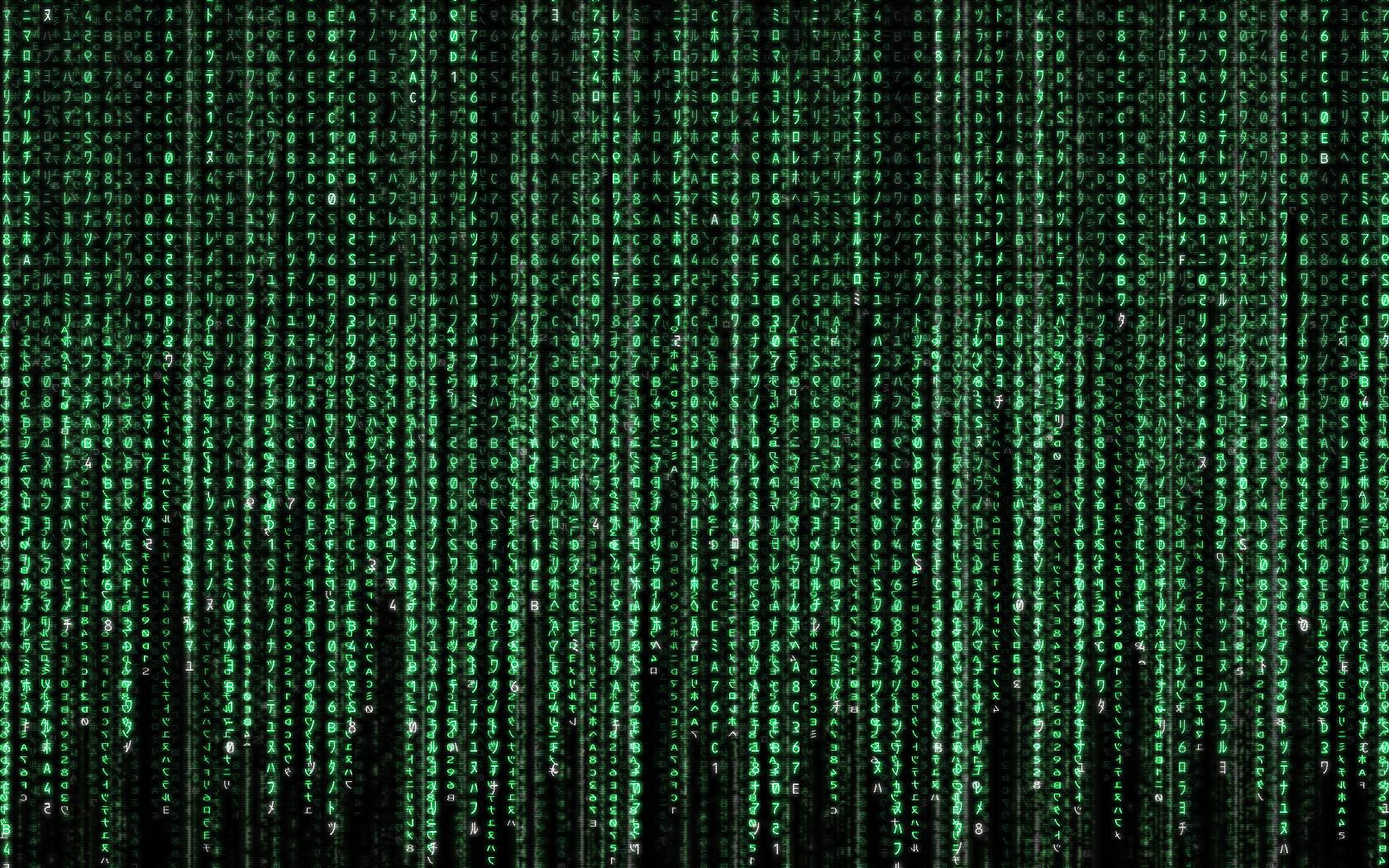 矩陣 桌布 壁紙 — 綠色數位代碼流垂直傾瀉在黑色背景上，呈現 Matrix 風格的視覺效果。