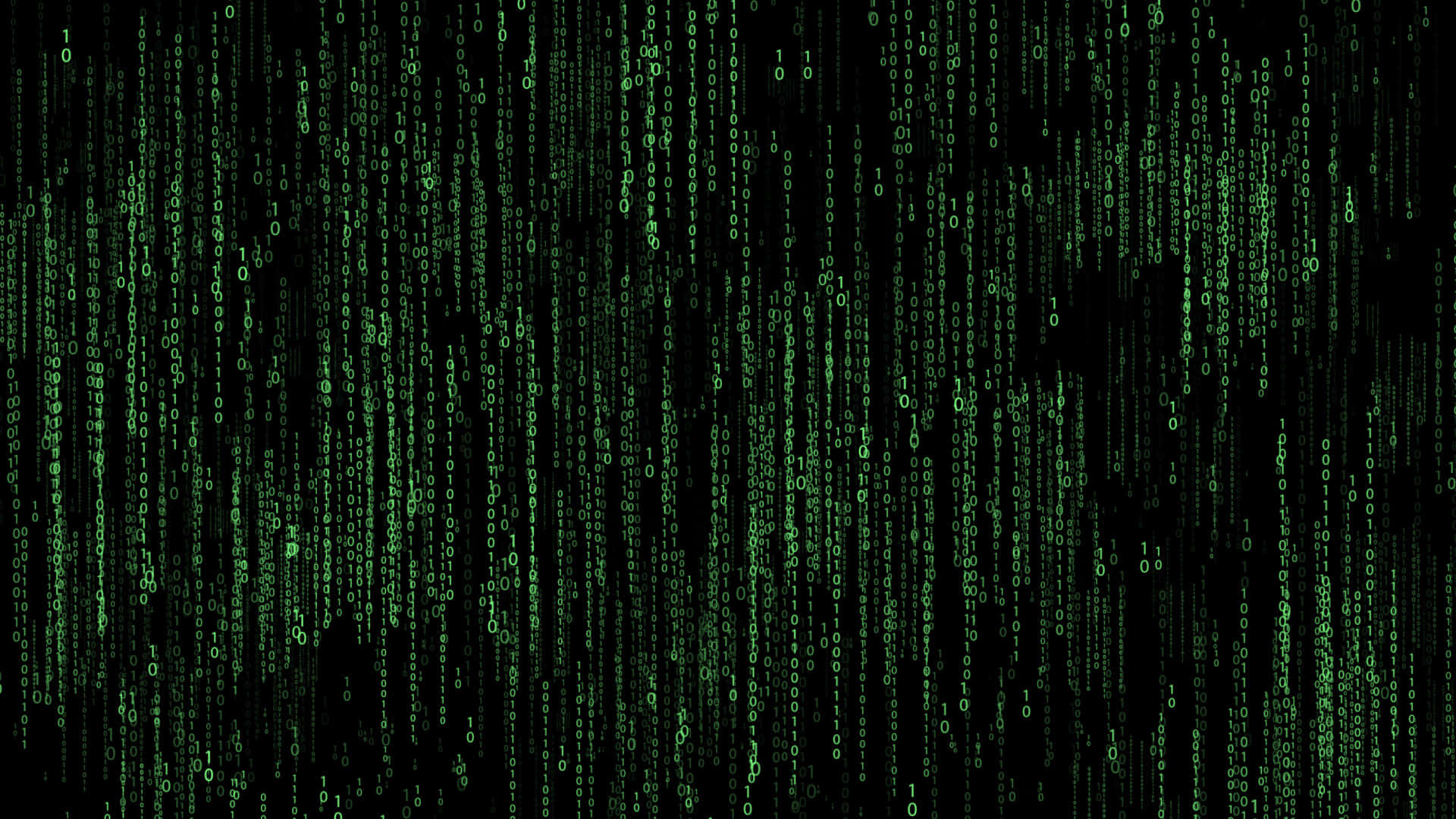 Numbers 桌布 壁紙 — 綠色數位代碼流垂直傾瀉在黑色背景上，形成 Matrix 風格的視覺效果。