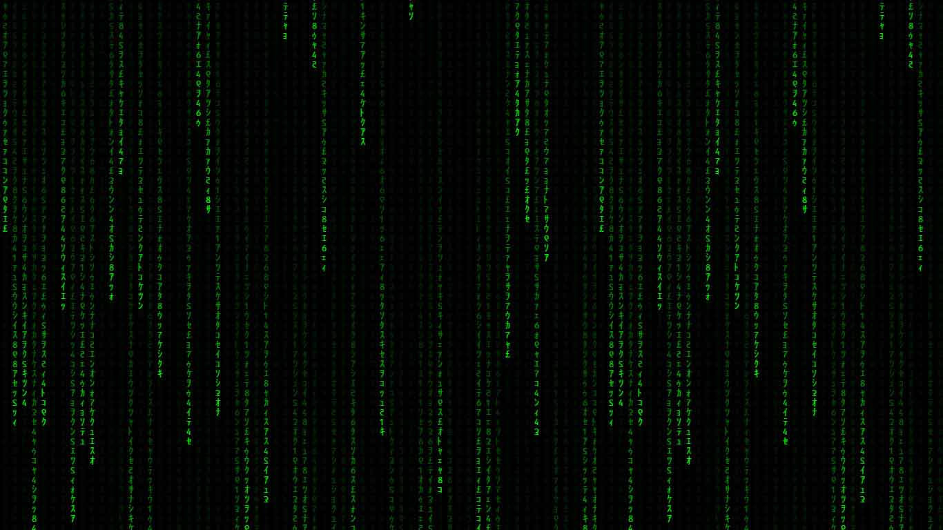 矩陣 桌布 壁紙 — 綠色數位代碼流垂直傾瀉在黑色背景上，呈現 Matrix 風格視覺效果。