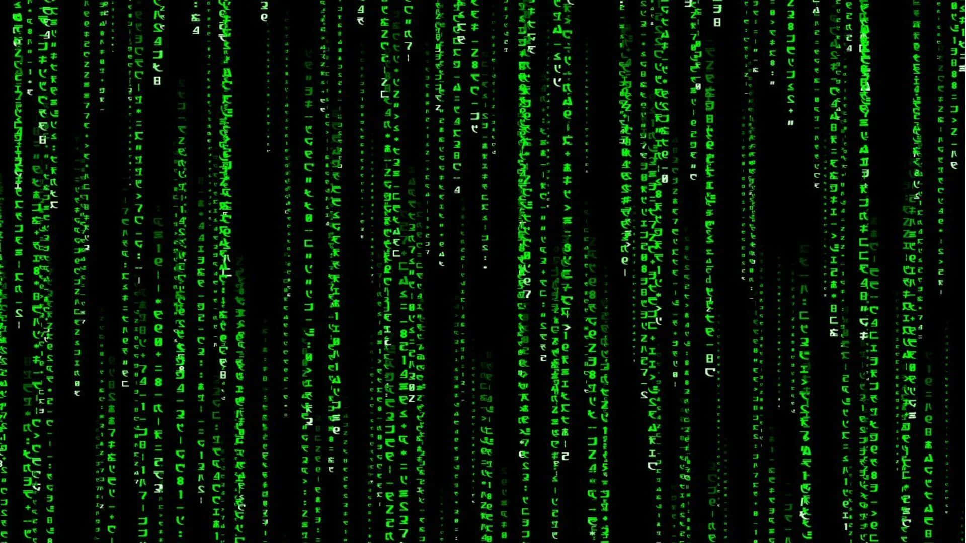 Matrix Code 桌布 壁紙 — 綠色數位代碼流垂直傾瀉而下，襯托黑色虛空，喚起《駭客任務》電影美學。
