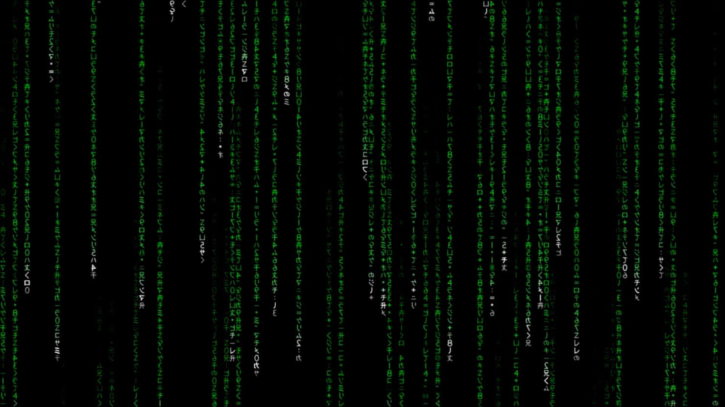 Matrix Code 桌布 壁紙 — 綠色數位代碼流垂直流動在黑色背景上，呈現 Matrix 風格的視覺效果。