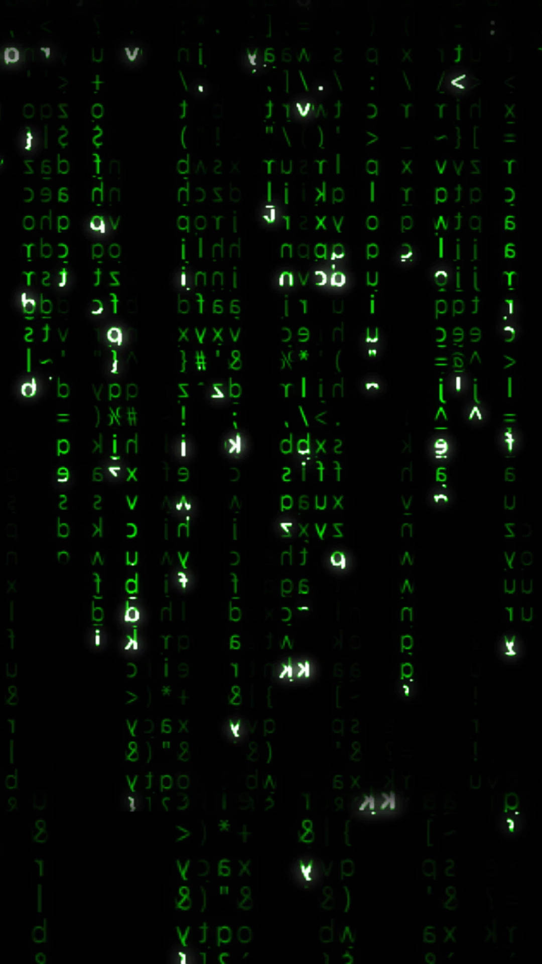 綠色數位代碼像 Matrix 一樣落在黑色螢幕上。 — 科技動圖 壁紙