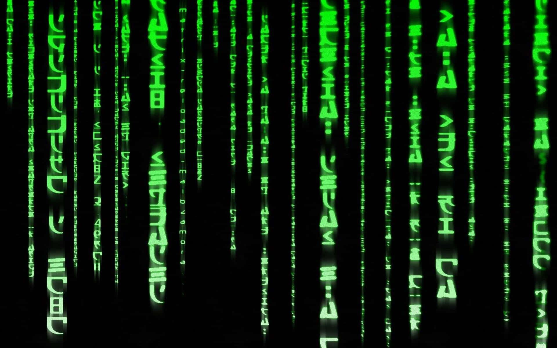 Matrix Code 桌布 壁紙 — 綠色數位代碼流垂直流動在黑色背景上，呈現經典的矩陣風格。
