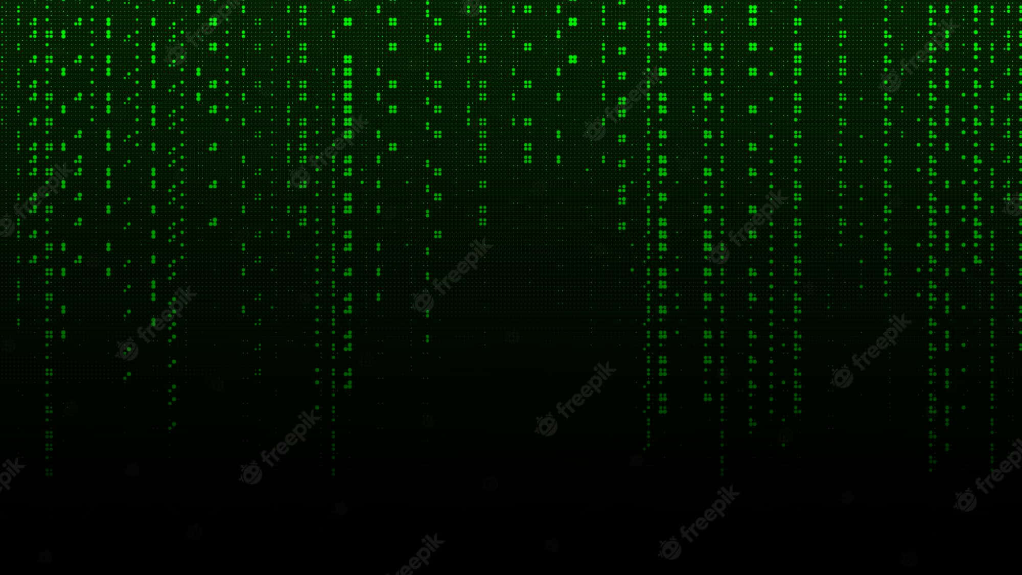Matrix Code 桌布 壁紙 — 綠色數位雨在經典駭客任務風格的黑色像素螢幕上傾瀉而下。