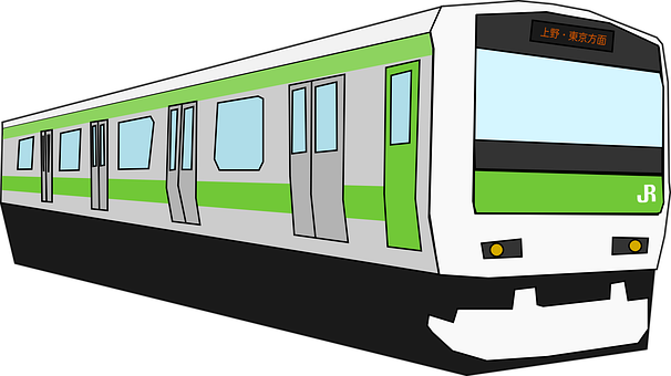 綠色與白色通勤列車插圖 壁紙