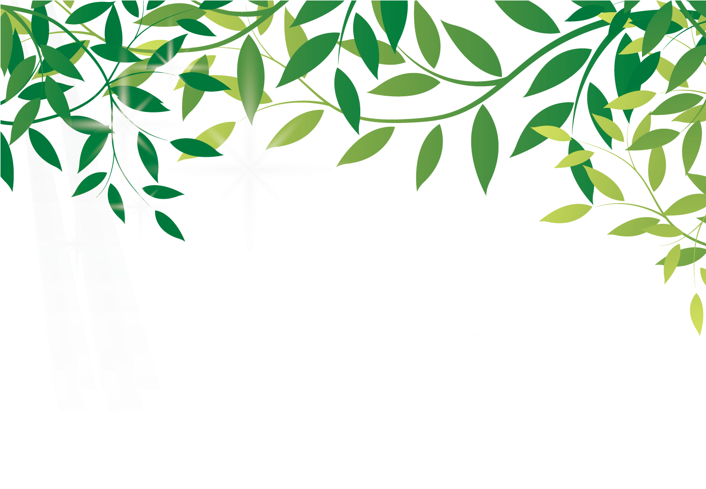 Leaves 桌布 壁紙 — 綠色葉子和藤蔓在純黑背景上框住一顆發光的白色星星。