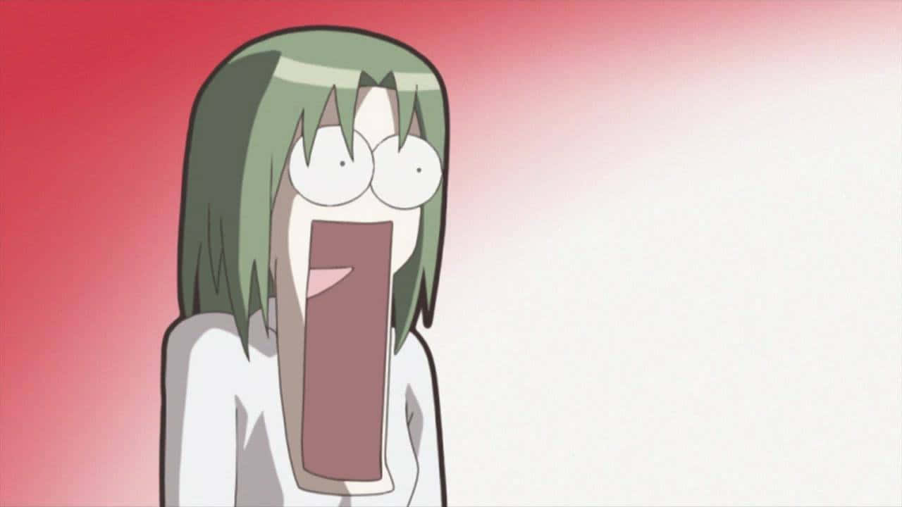 綠髮女孩張嘴表情 壁紙