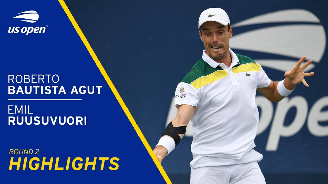 Tennis 桌布 壁紙 — 網球選手 Roberto Bautista Agut 在美國公開賽對陣 Emil Ruusuvuori 的比賽中激烈慶祝。