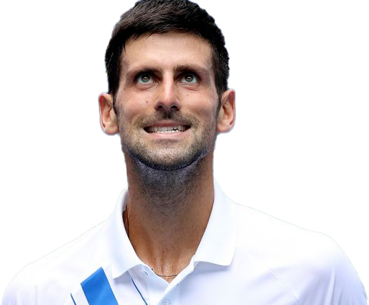 Athlete 桌布 壁紙 — 網球選手喬科維奇近距離肖像，微笑，眼神專注，身穿白色Polo衫。