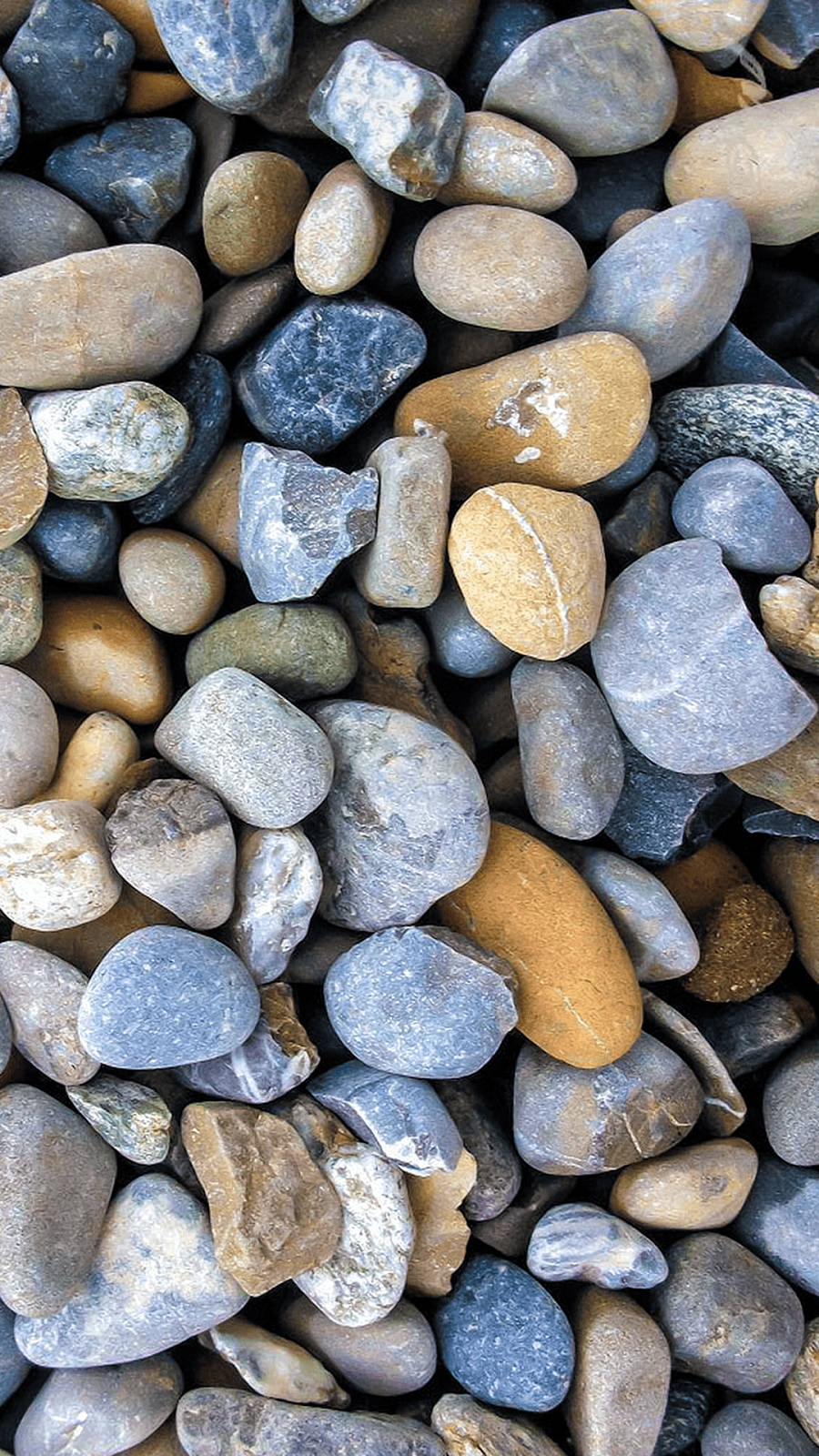 Rock 桌布 壁紙 — 緊密排列的各種大地色調光滑圓形河石特寫。