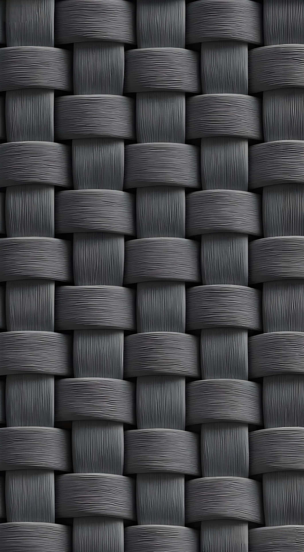 Gray Weave: Minimalist Modern Texture Wallpaper 壁紙 — 緊密編織的深灰色紋理布料特寫，帶有重複的圓柱形環圈和細微的垂直條紋。