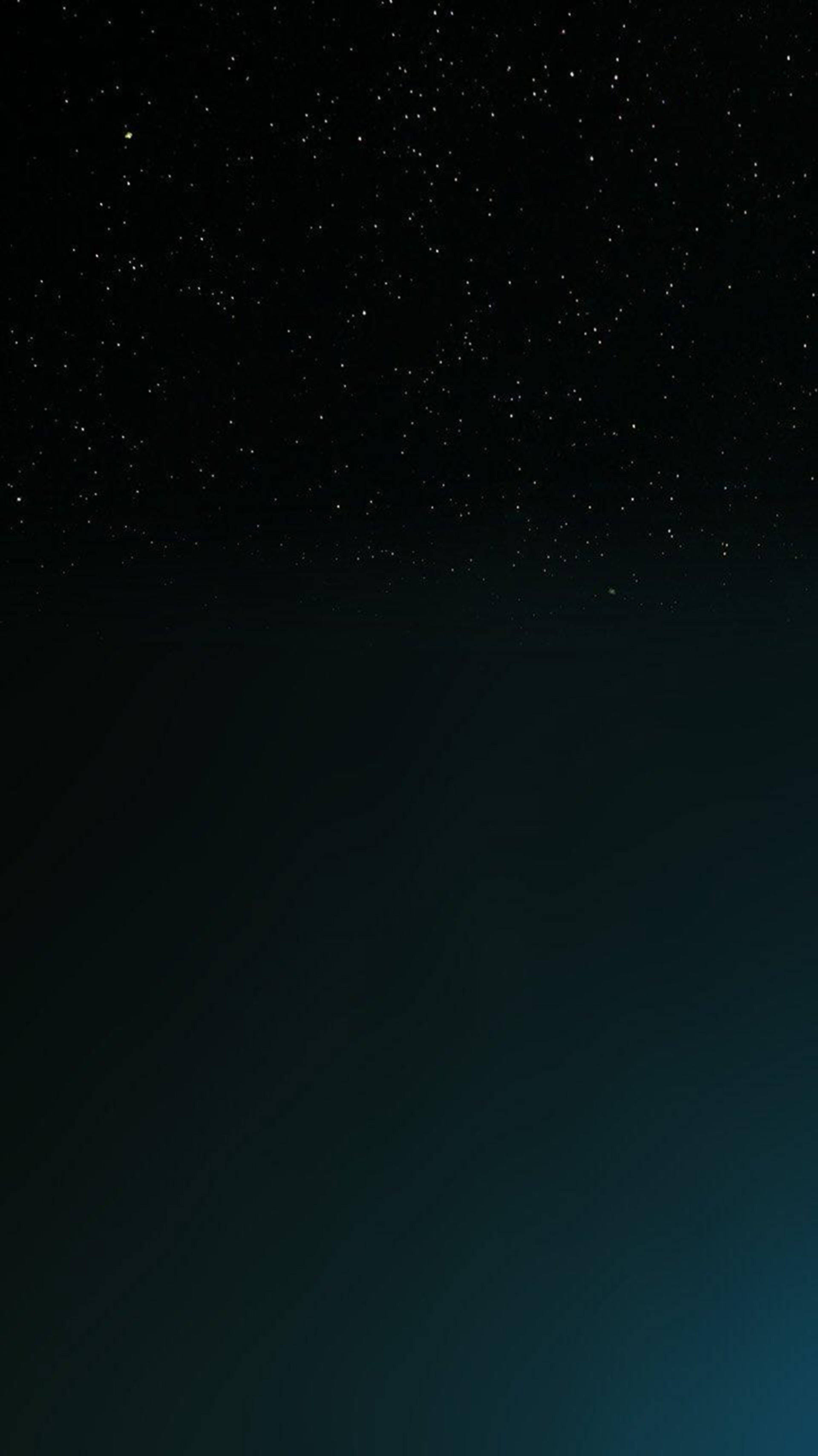 黑色 iPhone 桌布 桌布 壁紙 — 繁星點點的夜空，上方是深藍綠色漸變地平線，帶有微妙的波浪圖案。