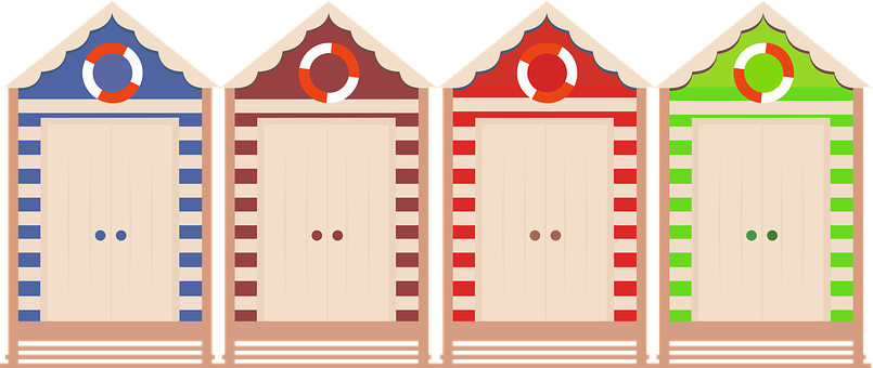 繽紛海灘小屋插畫 壁紙