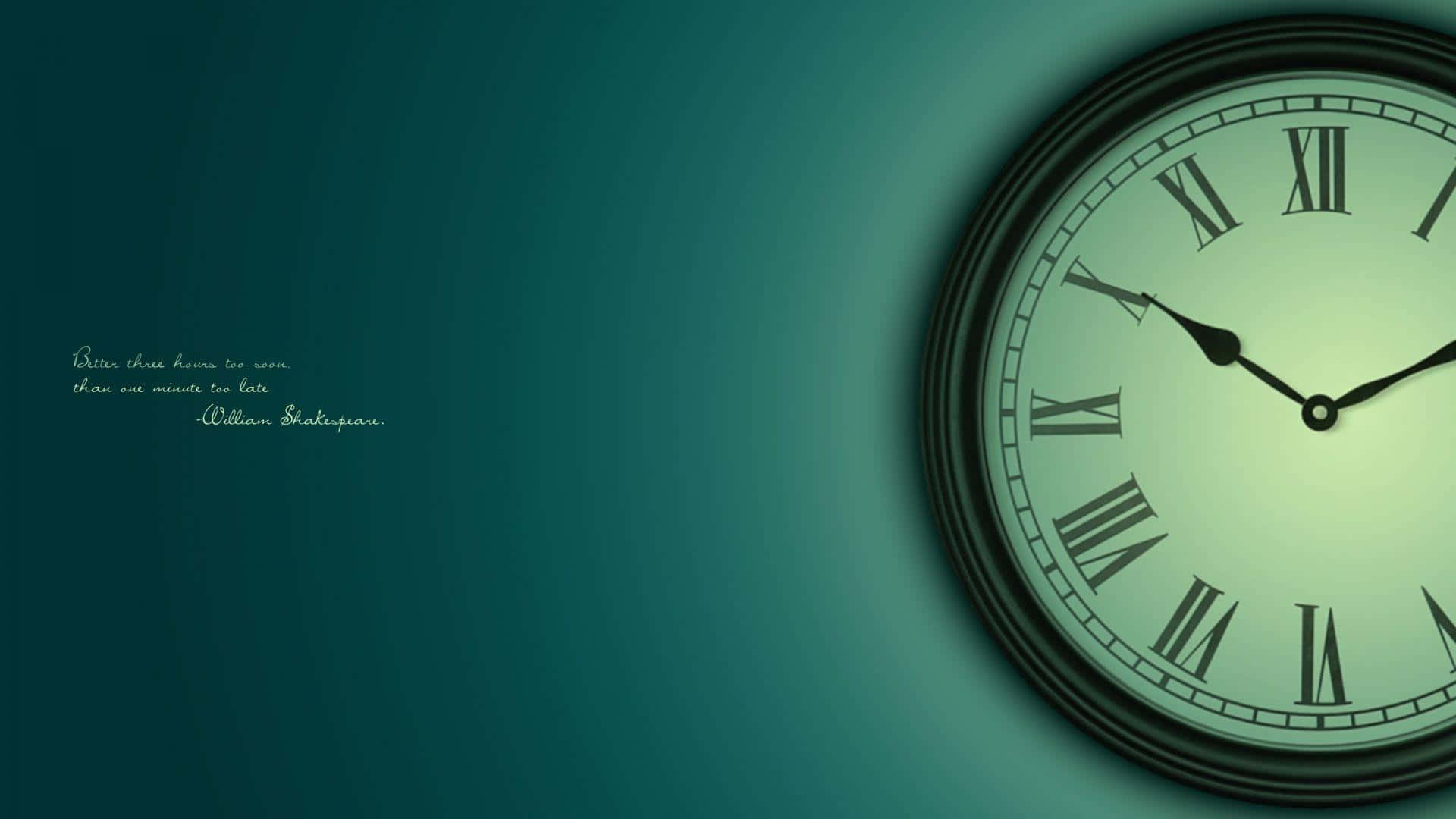 羅馬數字時鐘搭配綠色背景 壁紙