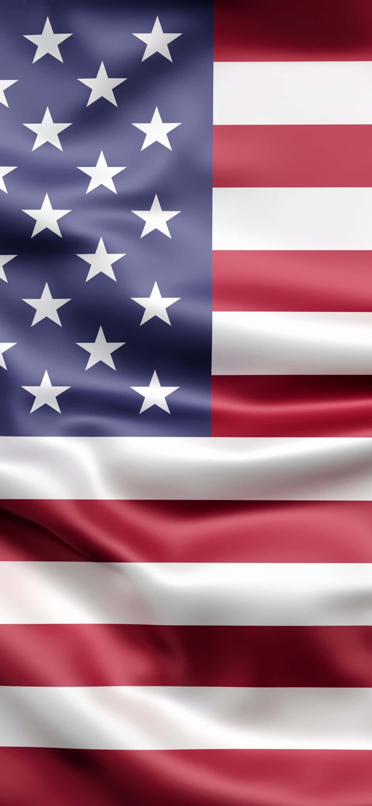 USA iPhone 桌布 壁紙 — 美國國旗，紅、白、藍三色星星和條紋在風中飄揚。