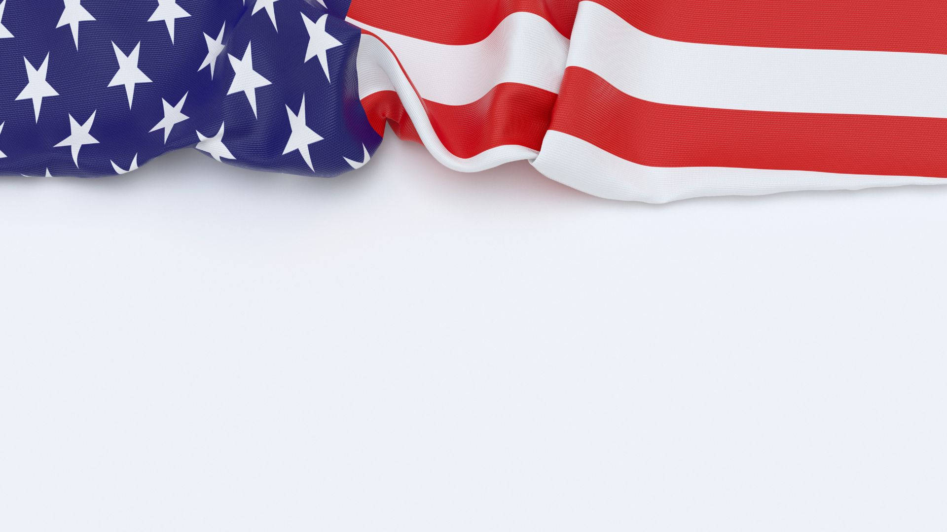 Military American Flag 桌布 壁紙 — 美國國旗上的星星和條紋以對角線方式披掛在潔淨的白色背景上。