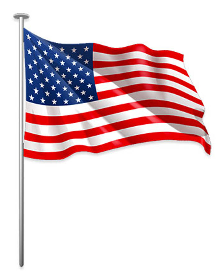 American 桌布 壁紙 — 美國國旗上的星星和條紋在純白背景上動態飄揚。