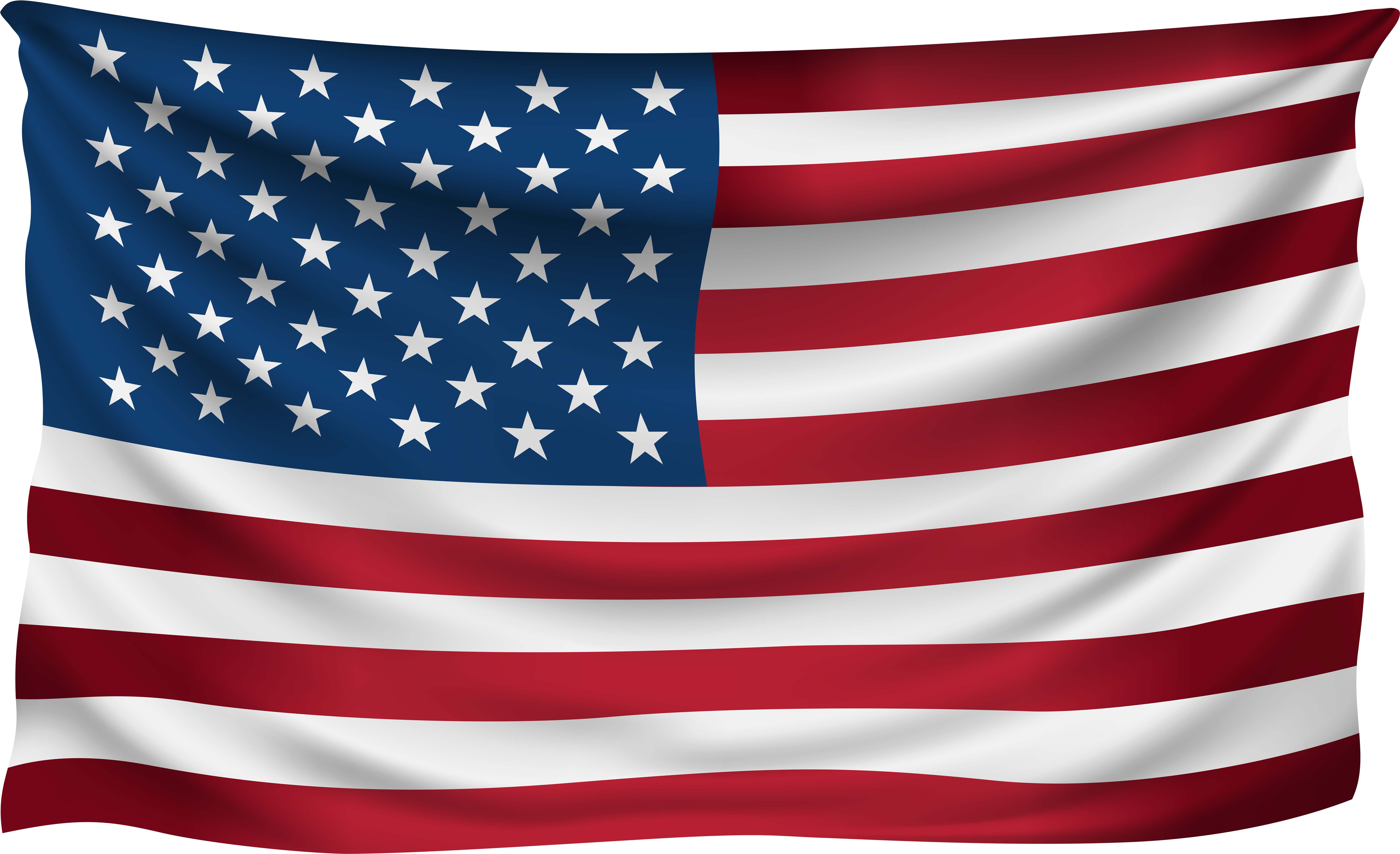 Memorial Day 桌布 壁紙 — 美國國旗在黑色背景上動態飄揚，展示其鮮豔的紅、白、藍星星和條紋。