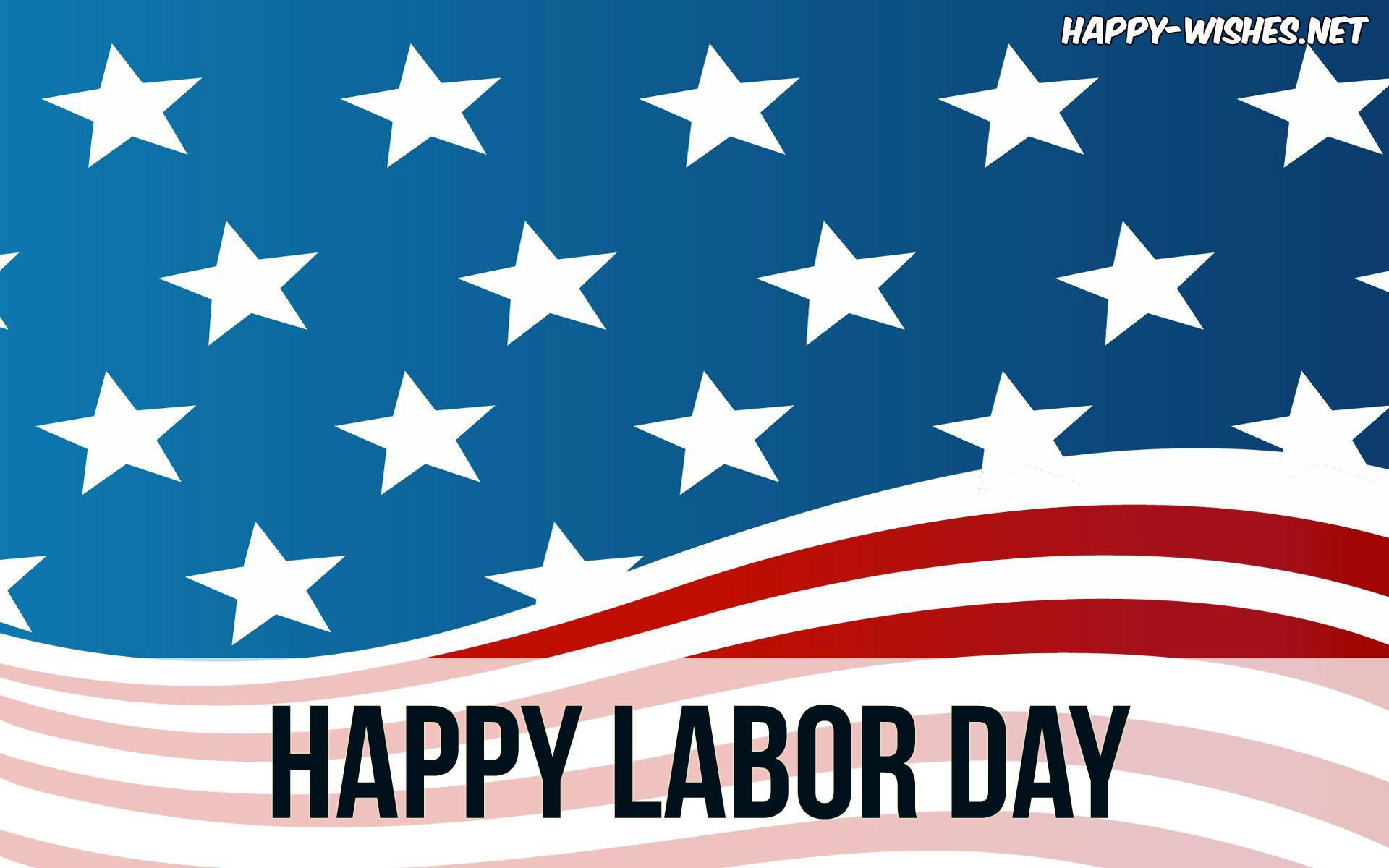 Labor 桌布 壁紙 — 美國國旗設計，星星和條紋在慶祝勞動節的粗體文字後面波動。