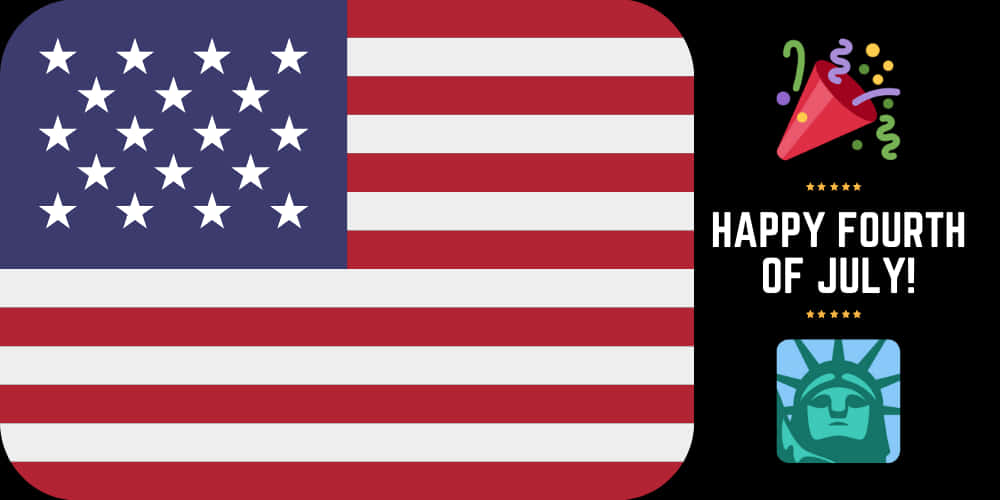Happy Fourth Of July 桌布 壁紙 — 美國國旗配上慶祝用的五彩紙屑和自由女神像圖標，用於七月四日美國獨立日。