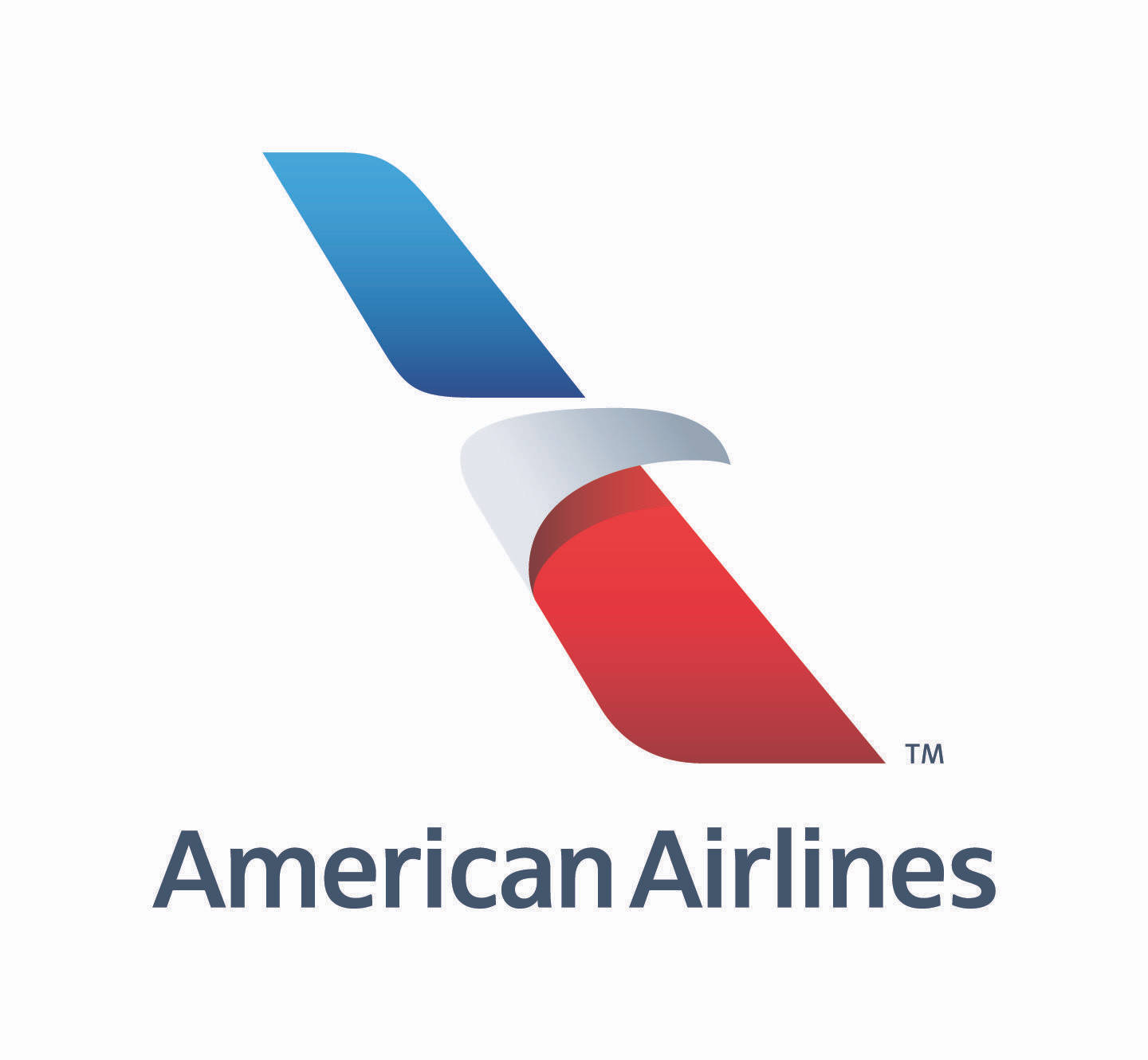 Airlines 桌布 壁紙 — 美國航空標誌，採用風格化的紅、藍、銀色翅膀設計，背景為白色。