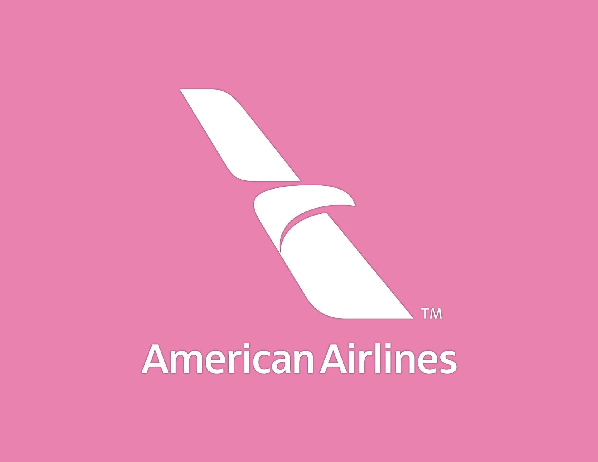 Airlines 桌布 壁紙 — 美國航空標誌以白色呈現於純粉紅色背景上，極簡企業品牌形象。