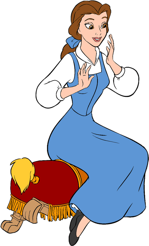 美女與野獸 桌布 壁紙 — 《美女與野獸》中的貝兒優雅地坐在紅色軟墊凳上，神情愉快。