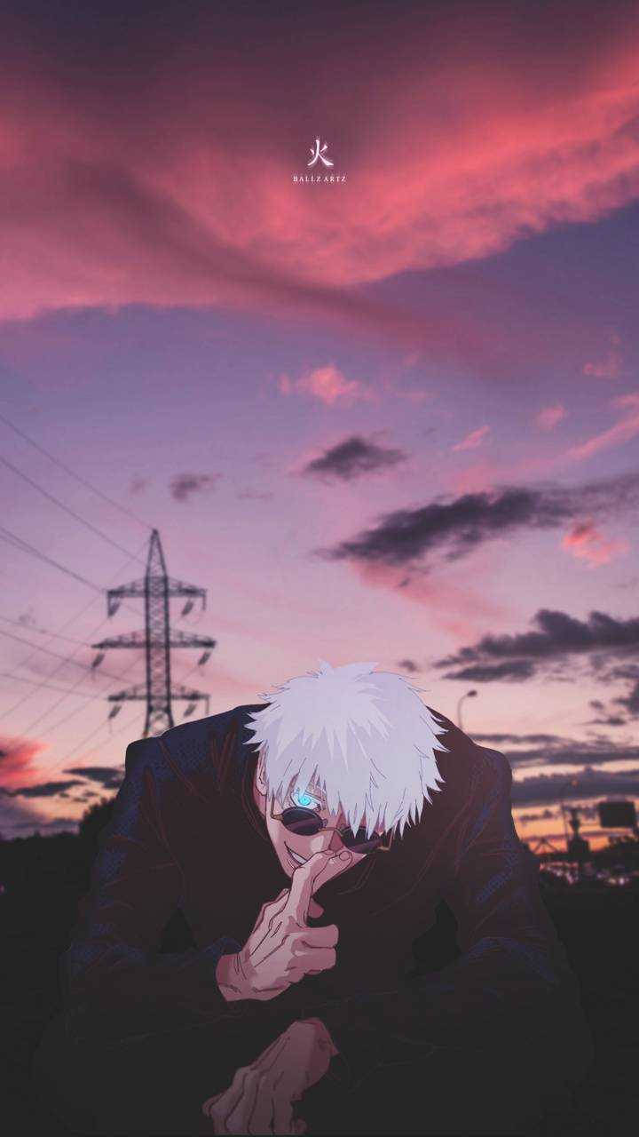 美學五條悟的無限虛空映襯夕陽天空 壁紙