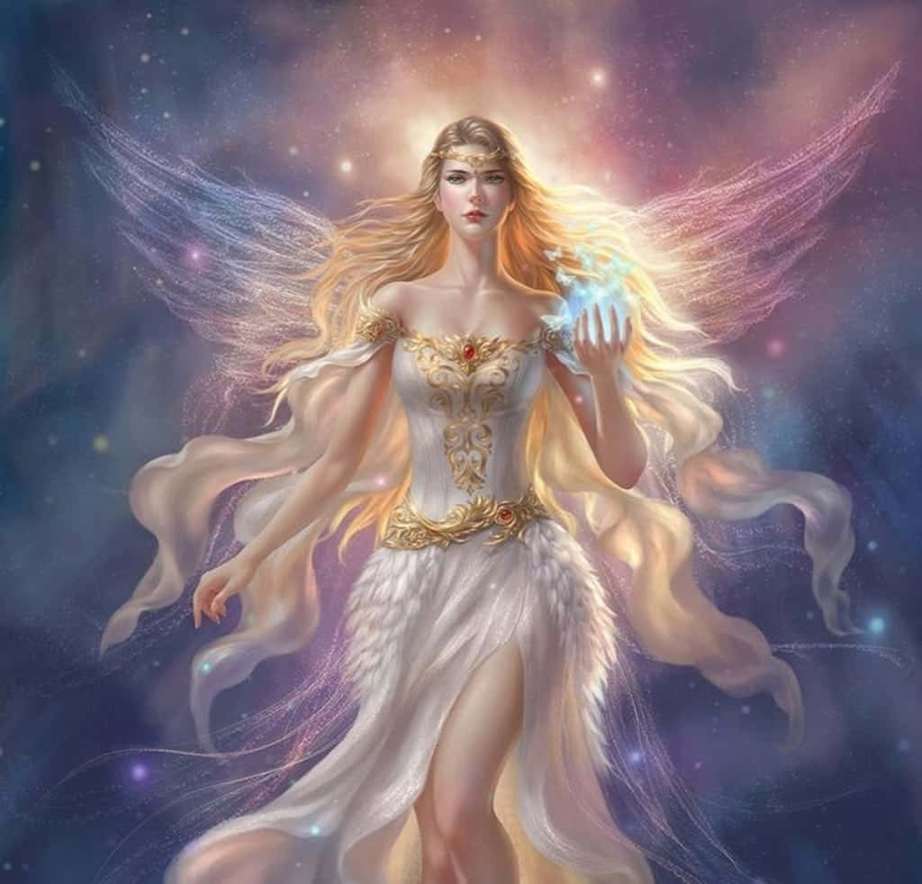 美麗天使手持水晶 壁紙