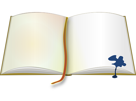 翻開的書與書籤 壁紙