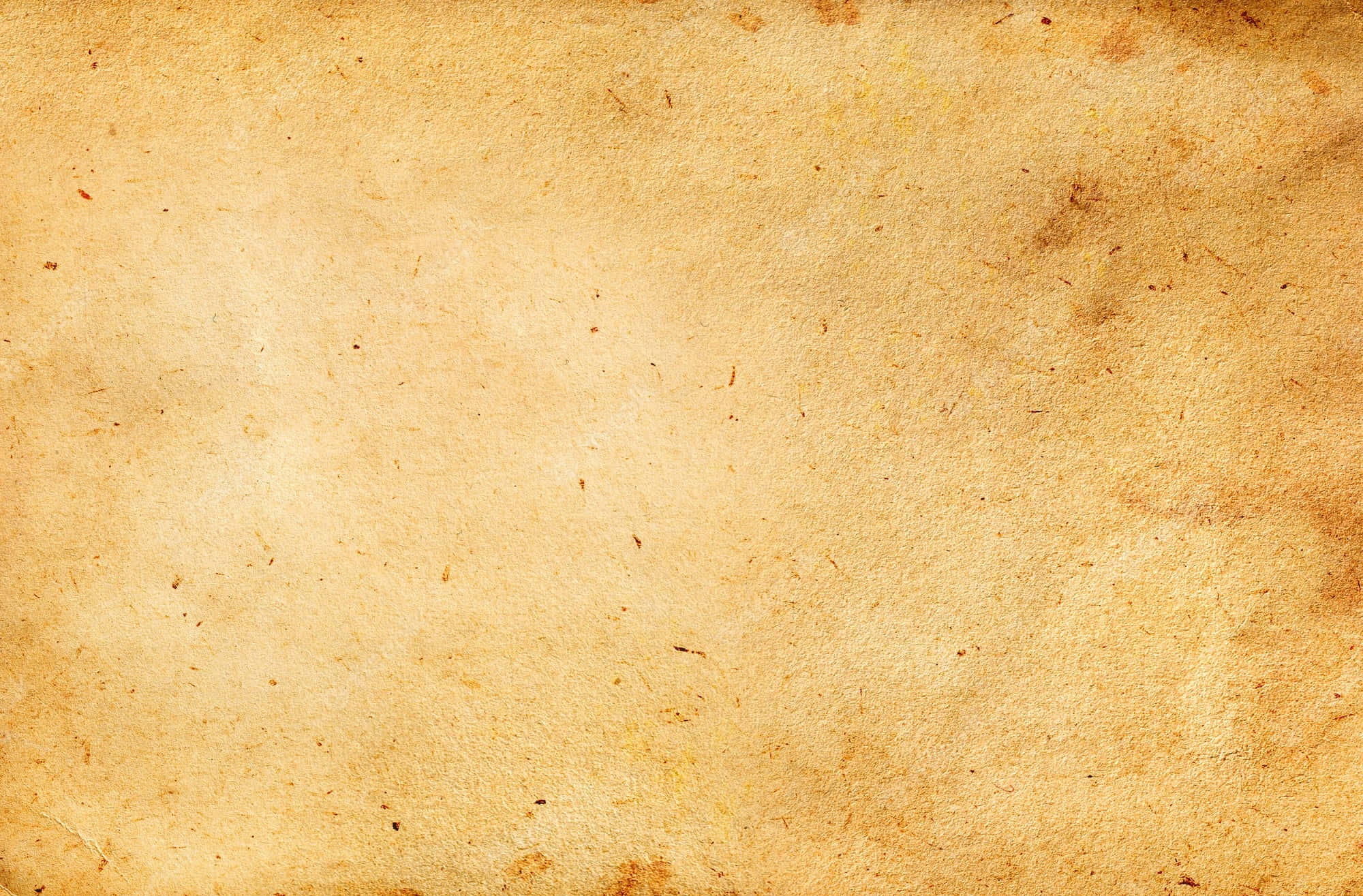 Old Paper Texture 桌布 壁紙 — 老舊羊皮紙的特寫，帶有天然纖維、污漬和溫暖的米色調。