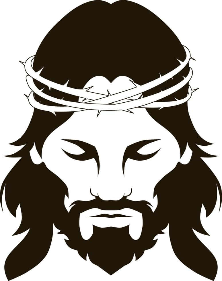 Jesus Crown Of Thorns 桌布 壁紙 — 耶穌基督戴著荊棘冠冕、閉目肅穆的鮮明黑白剪影。