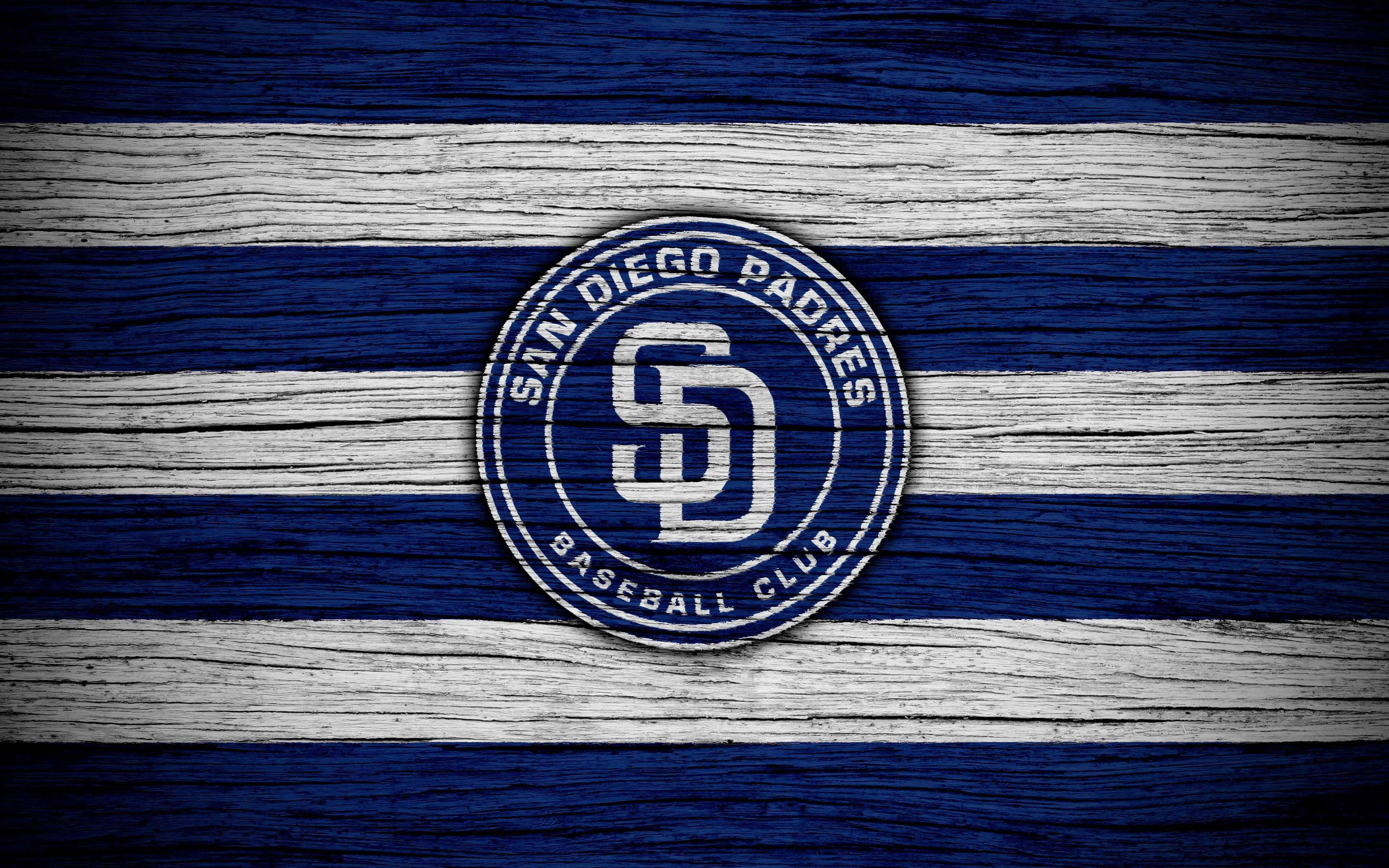 Padres 桌布 壁紙 — 聖地牙哥教士棒球俱樂部標誌縫在風化的藍白條紋木板上。