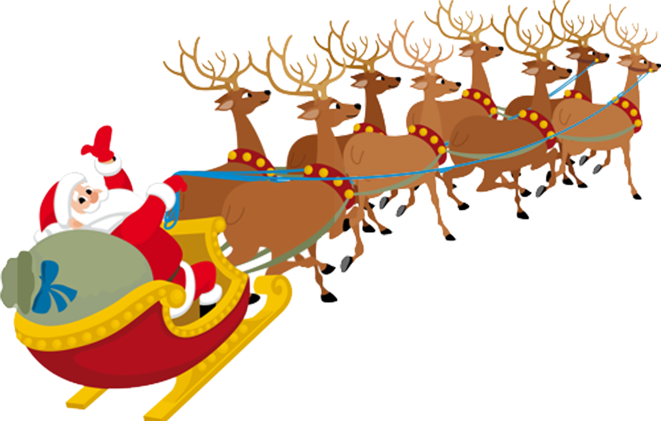 聖誕老人雪橇馴鹿插畫 壁紙