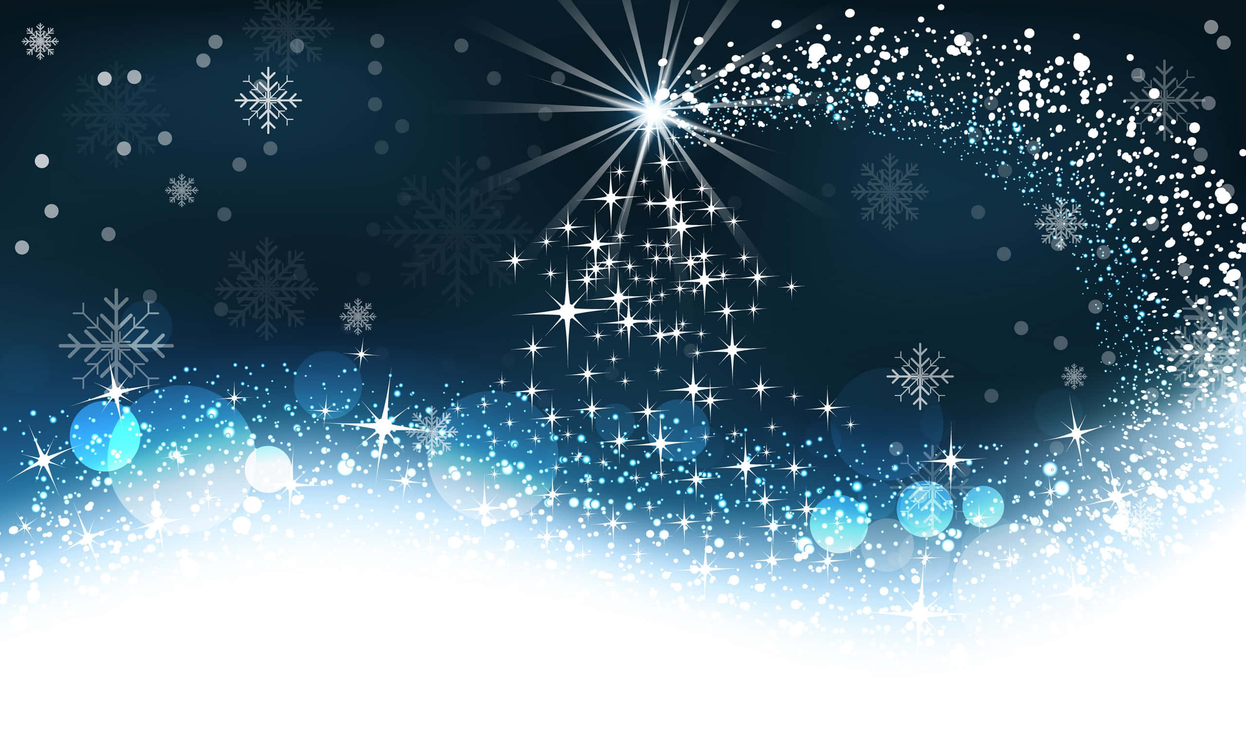 聖誕背景搭配雪花與星星 壁紙