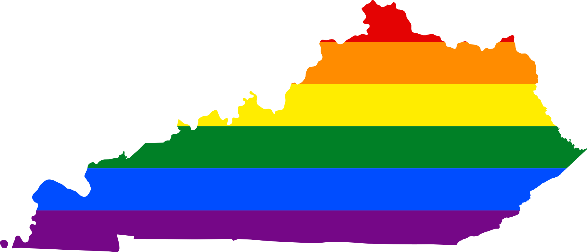 LGBT 桌布 壁紙 — 肯塔基州以粗體彩虹條紋勾勒在黑色背景上。
