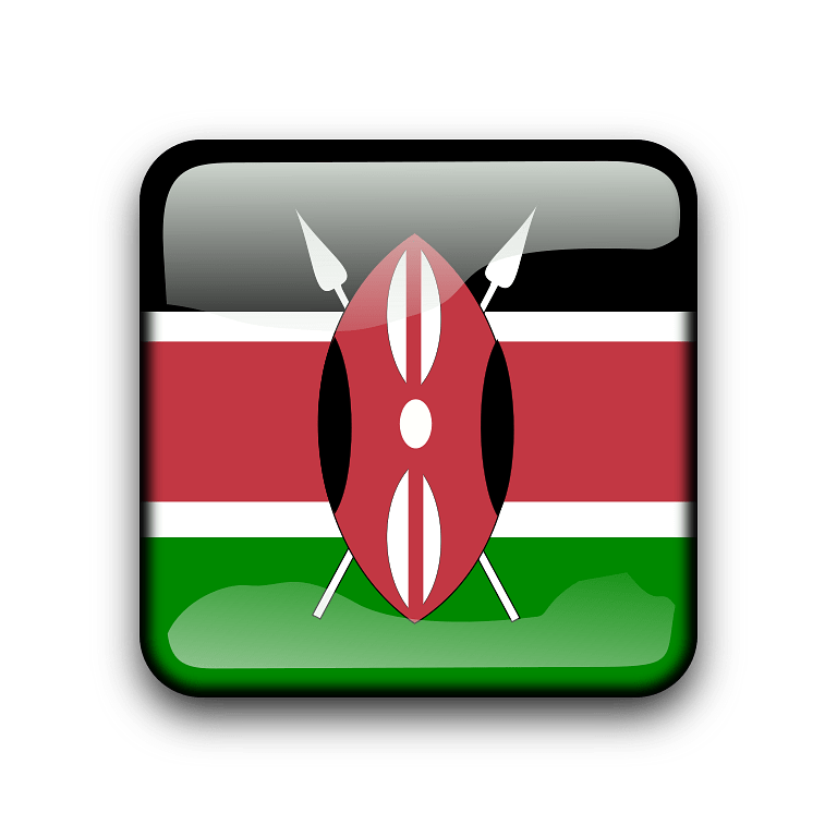Kenya 桌布 壁紙 — 肯尼亞國旗圖標，盾牌和長矛在光滑的圓角方形按鈕內。