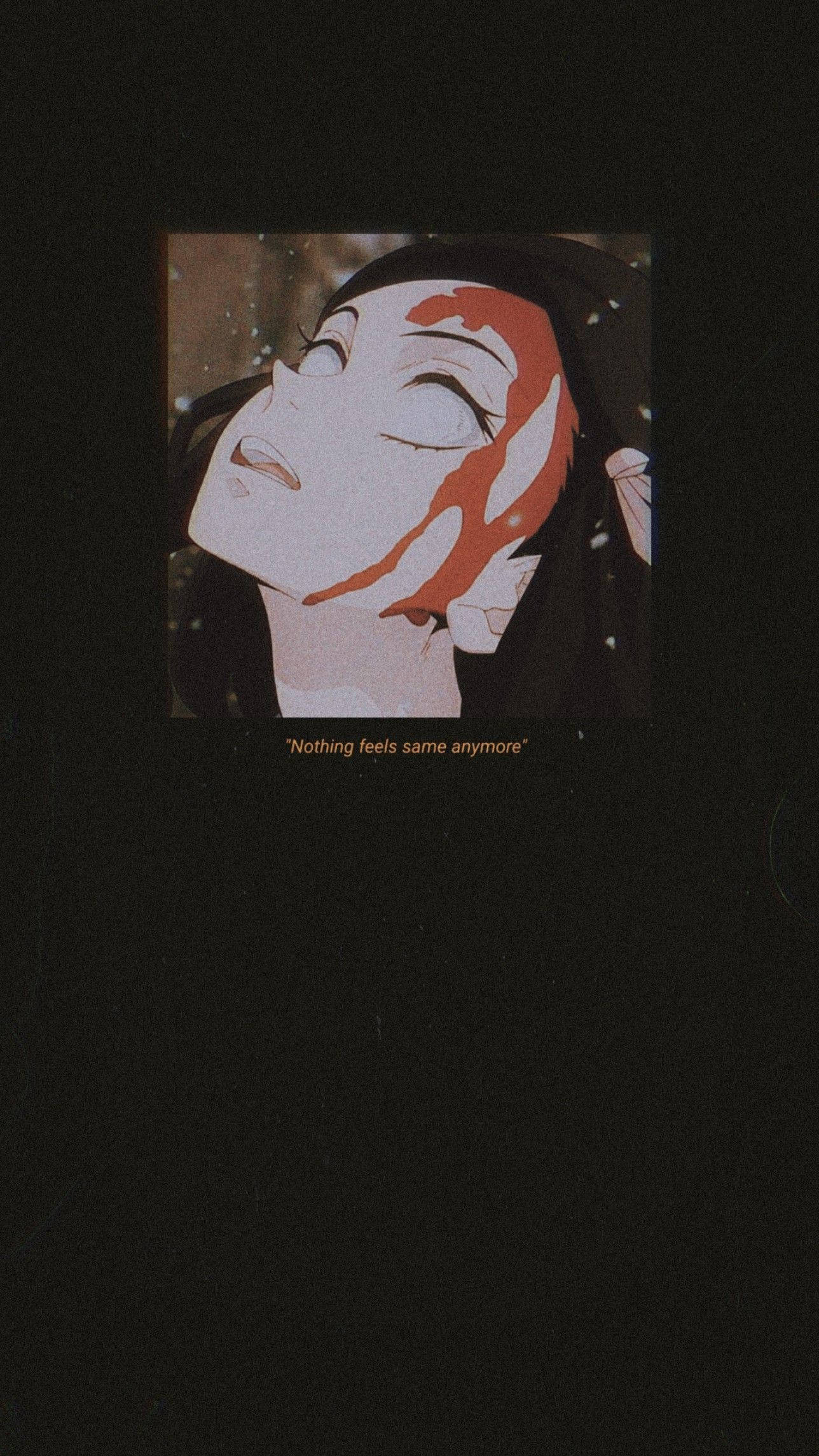 Blood 桌布 壁紙 — 臉上帶有紅色標記的動漫角色在黑暗背景下仰望飄雪。