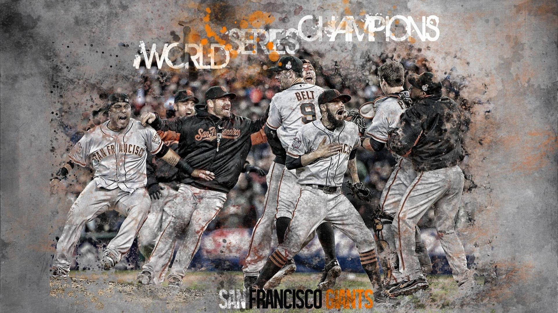 Giants 桌布 壁紙 — 舊金山巨人隊棒球球員在贏得世界大賽冠軍後爆發出歡樂的慶祝。