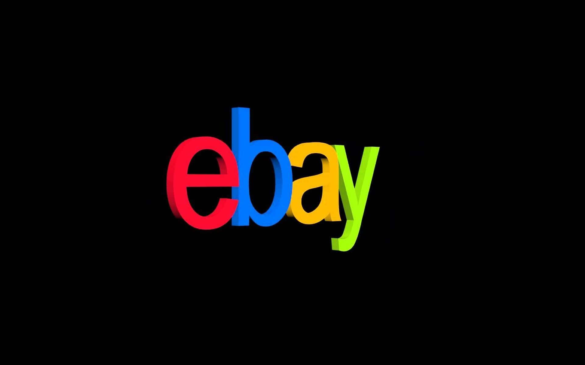 品牌 桌布 壁紙 — 色彩繽紛的3D eBay標誌在純黑色背景上以鮮豔的紅色、藍色、黃色和綠色字母脫穎而出。