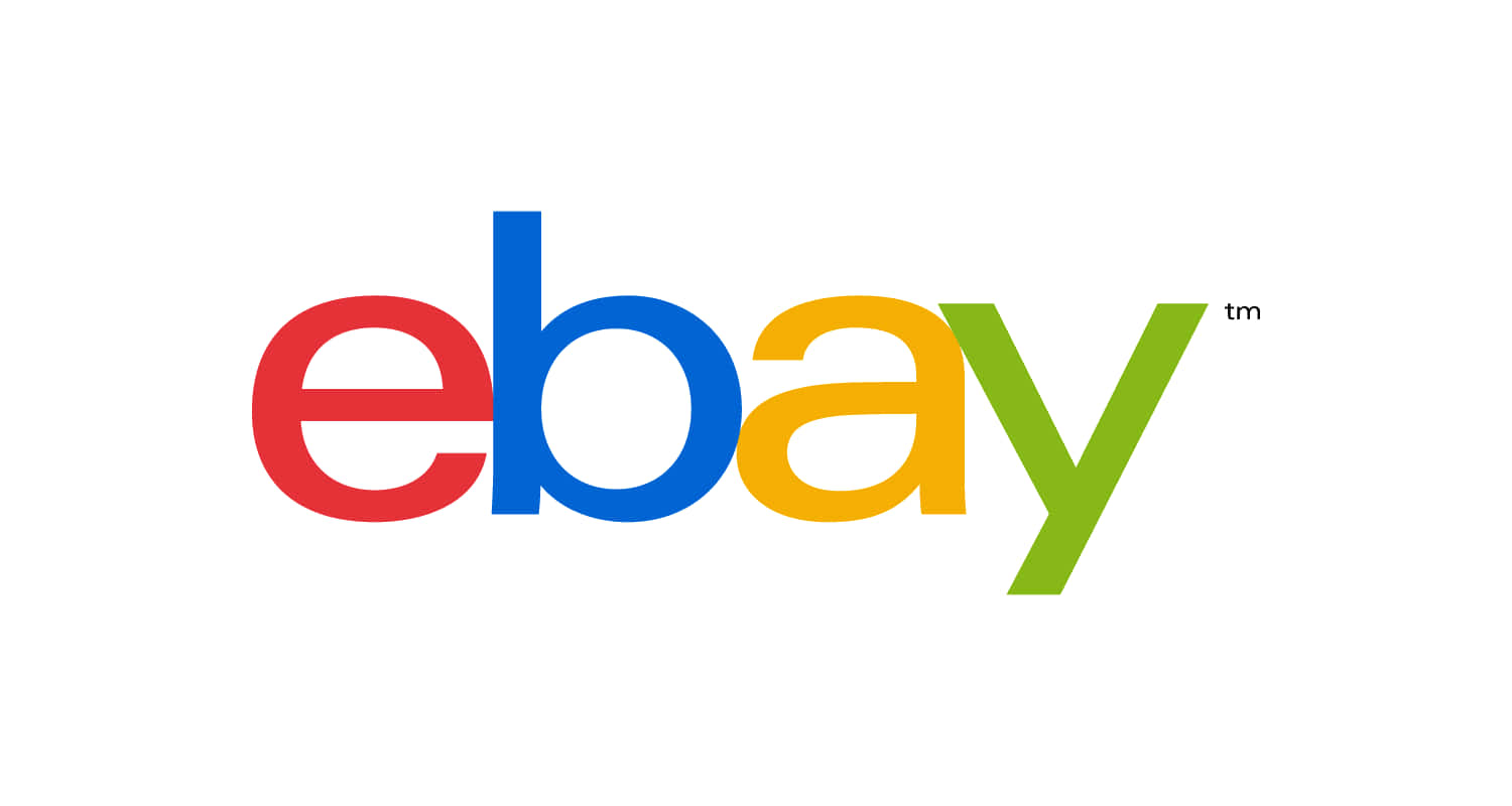品牌 桌布 壁紙 — 色彩繽紛的eBay標誌，在純白色背景上有紅色、藍色、黃色和綠色的字母。