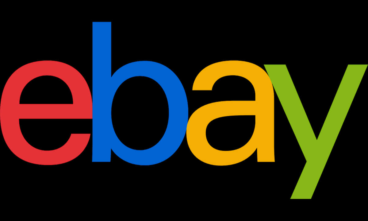 品牌 桌布 壁紙 — 色彩繽紛的eBay標誌，在黑色背景上有紅色、藍色、黃色和綠色的字母。