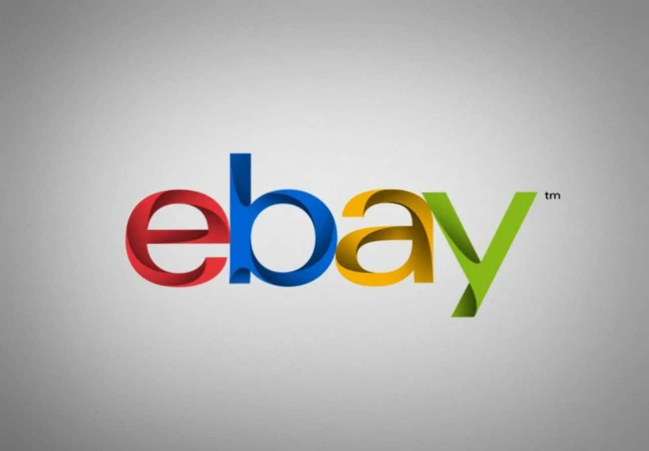 eBay 桌布 壁紙 — 色彩繽紛的eBay標誌，紅色、藍色、黃色和綠色的字母在純灰色背景上。