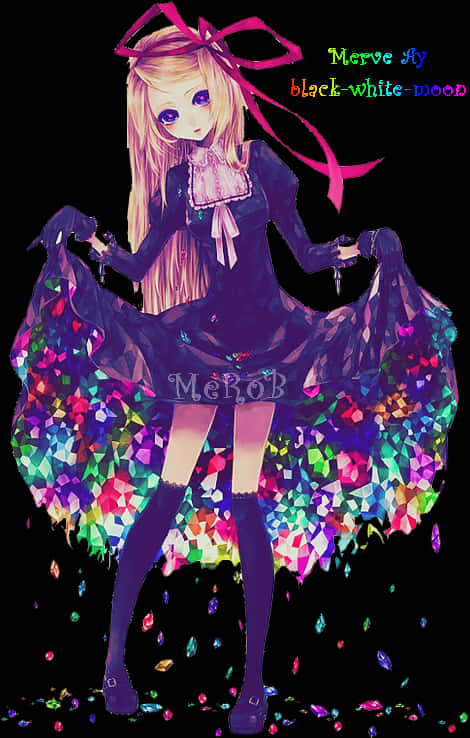 動漫Q版少女手持寶石，穿著禮服，充滿漫畫與動畫風格 — 動漫女孩 壁紙