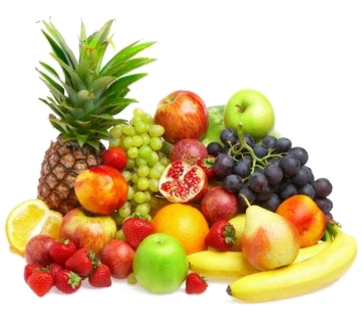 Grapes 桌布 壁紙 — 色彩繽紛的新鮮水果組合，包括鳳梨、葡萄、石榴和香蕉，堆成一個色彩繽紛的堆。