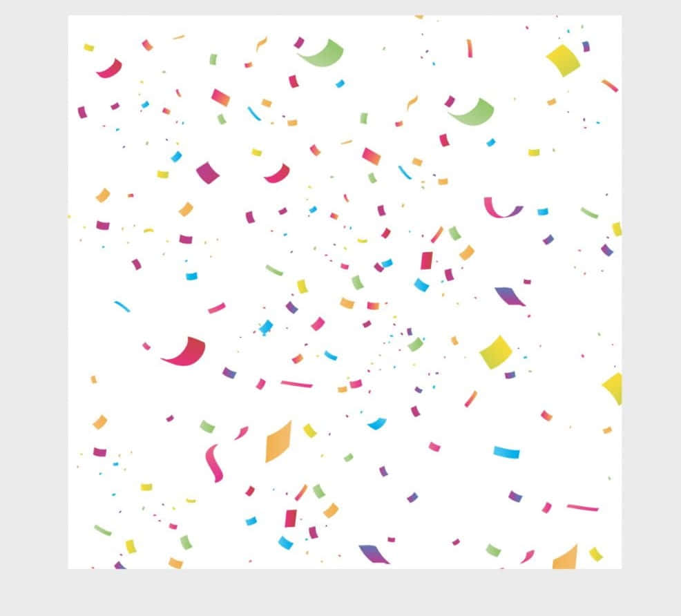 Confetti 桌布 壁紙 — 色彩繽紛的紙屑碎片在潔白背景上漂浮，形成節日慶祝圖案。