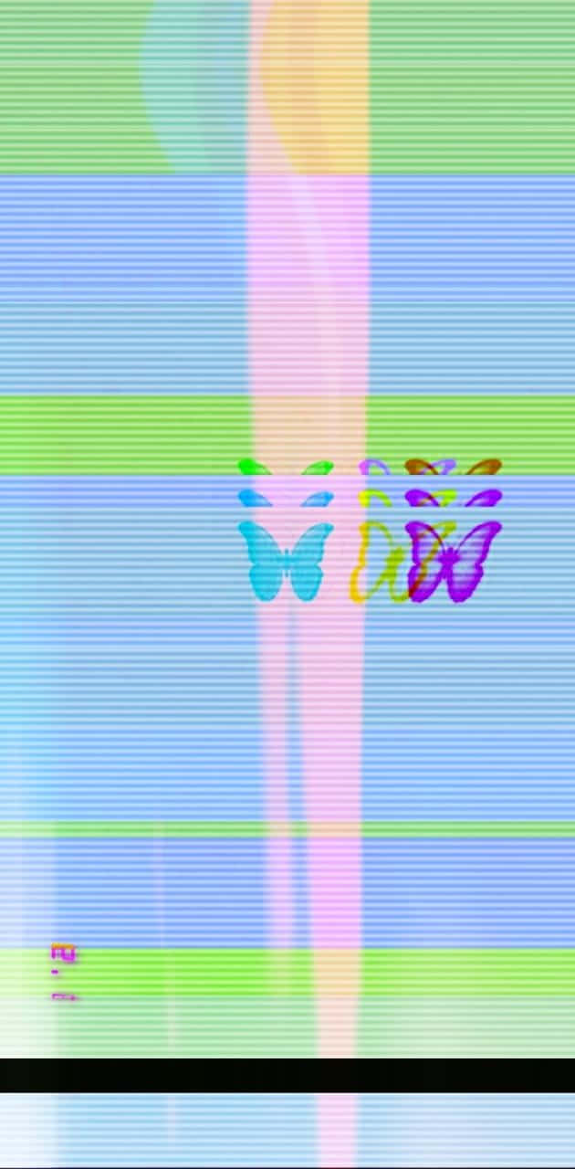 色彩繽紛的螢幕上有一隻蝴蝶 壁紙