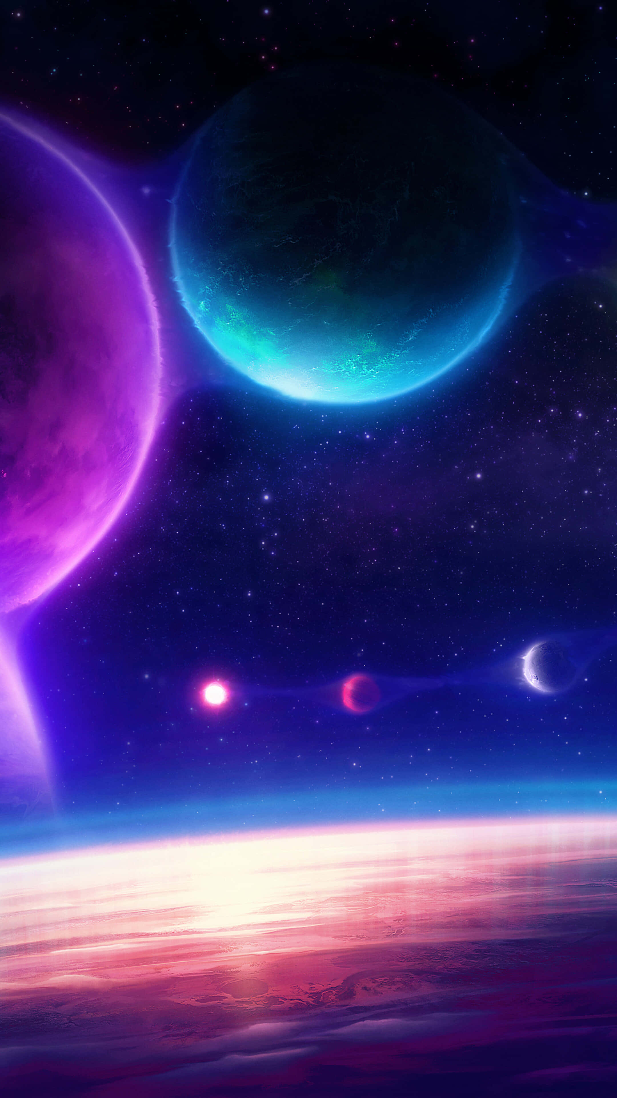 色彩繽紛的行星在太空中 壁紙