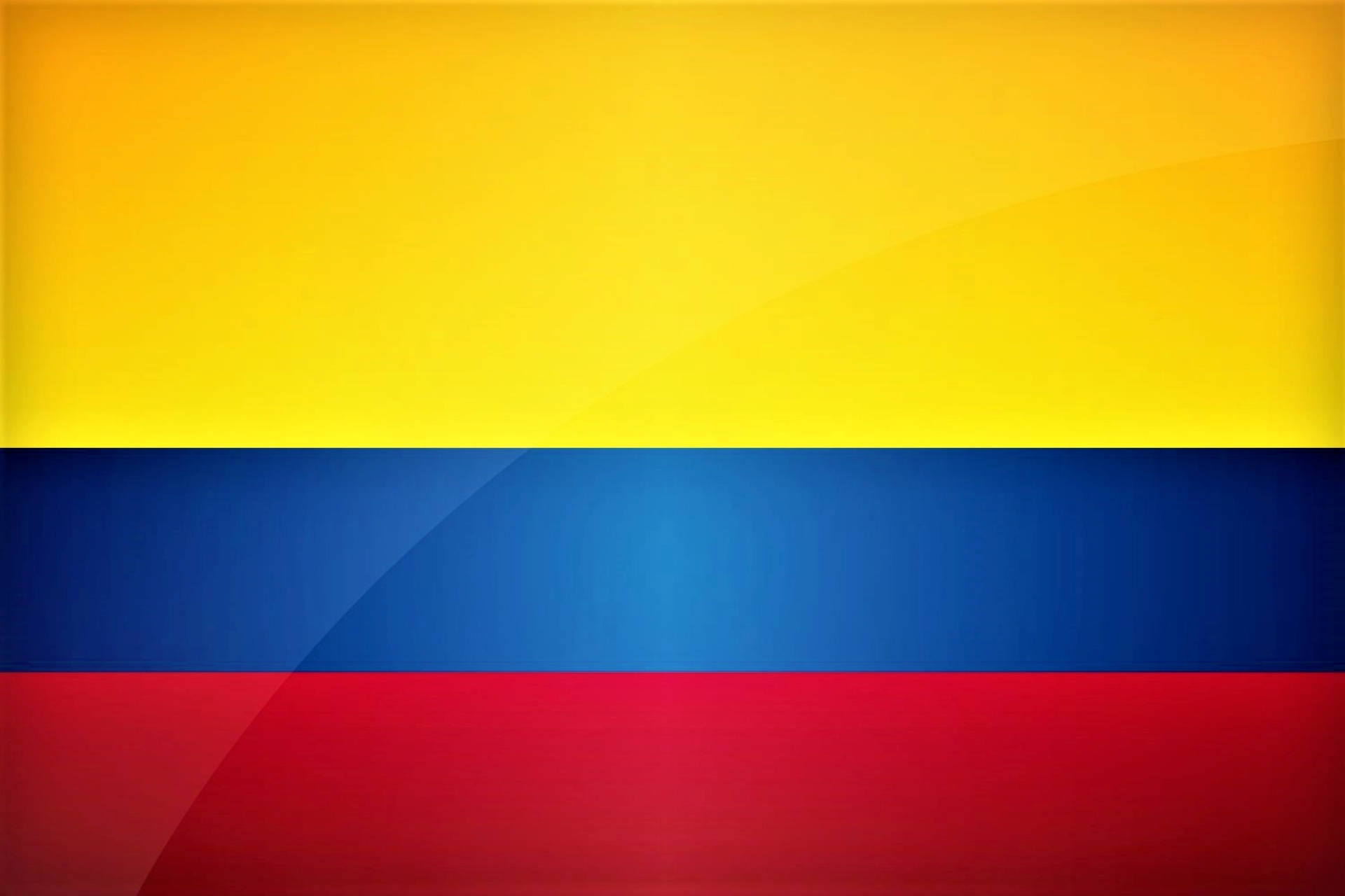 Colombia Flag 桌布 壁紙 — 色彩鮮豔的哥倫比亞國旗，帶有鮮明的黃、藍、紅水平條紋，並具有微妙的漸變照明效果。